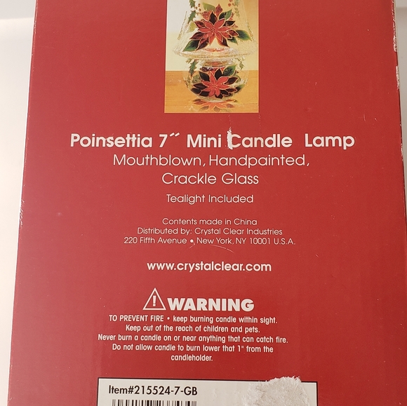 Poinsettia small 7" tealight Lamp - Picture 2 of 6